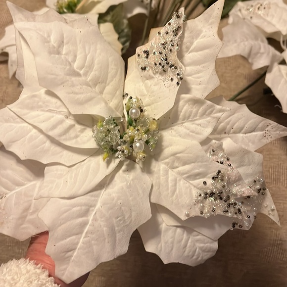 White Poinsettia Bundle, Christmas Decor - Picture 2 of 7